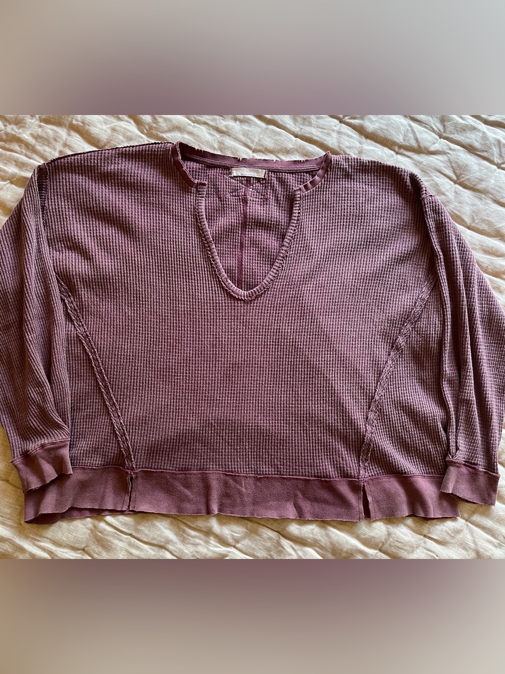 Free People S Pullover waffle knit